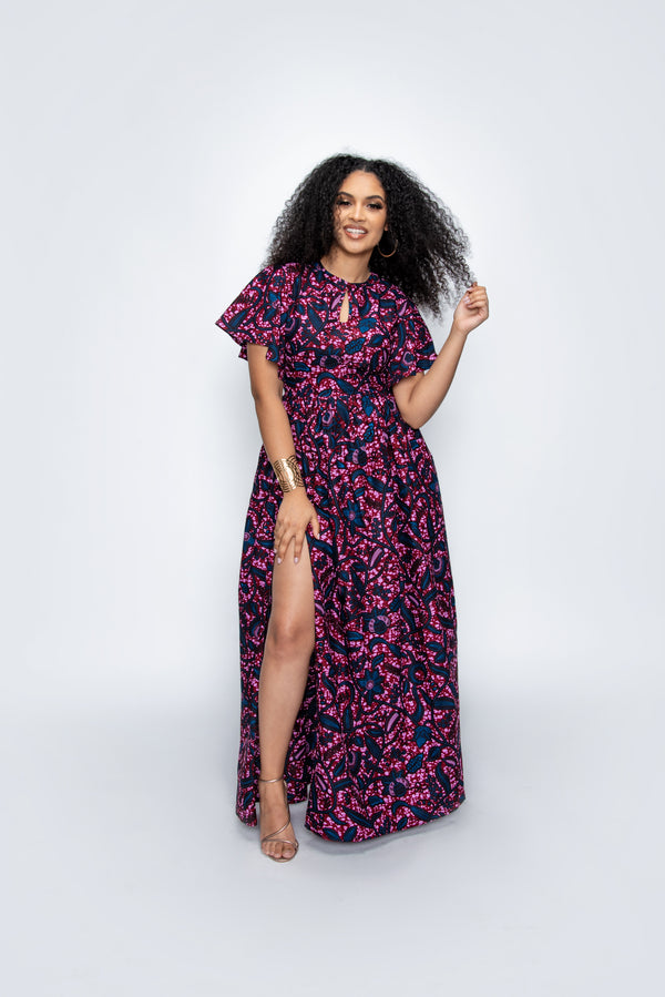 LAMI African Print KEYHOLE Maxi Dress