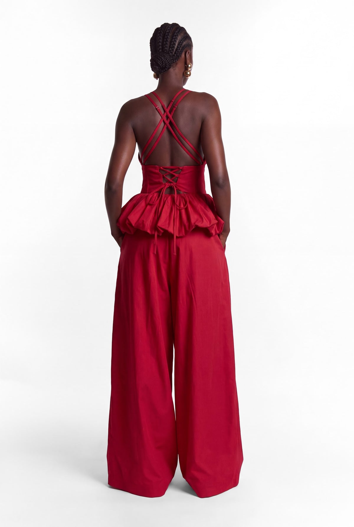 ADELE Peplum Top in RED