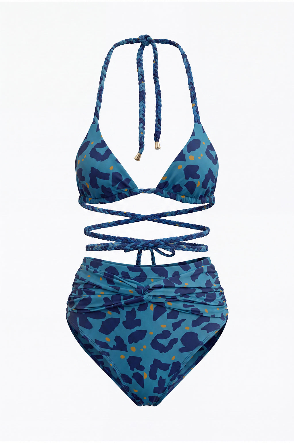 AZI BLUE HIGH WAIST BIKINI BOTTOM