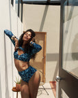 AZI BLUE HIGH WAIST BIKINI BOTTOM