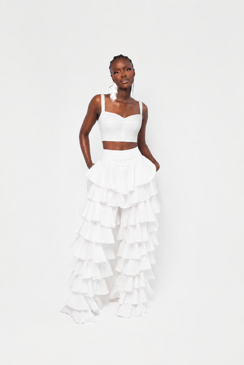 Linen SERENA Crop Top IN WHITE