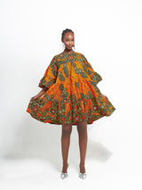OYIN African Print Tiered Mini Dress