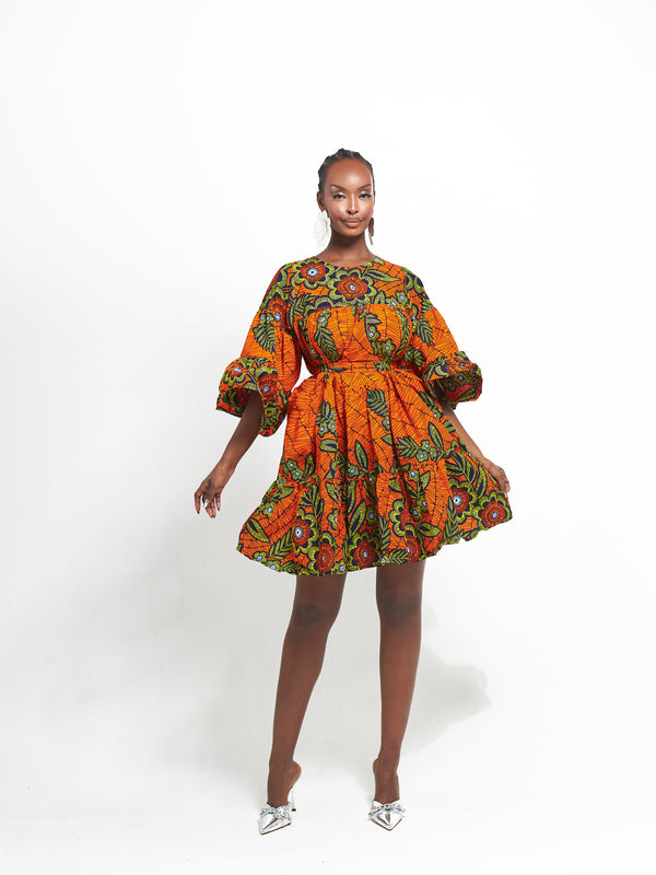 OYIN African Print Tiered Mini Dress
