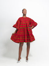 RUWE African Print Tiered Mini Dress