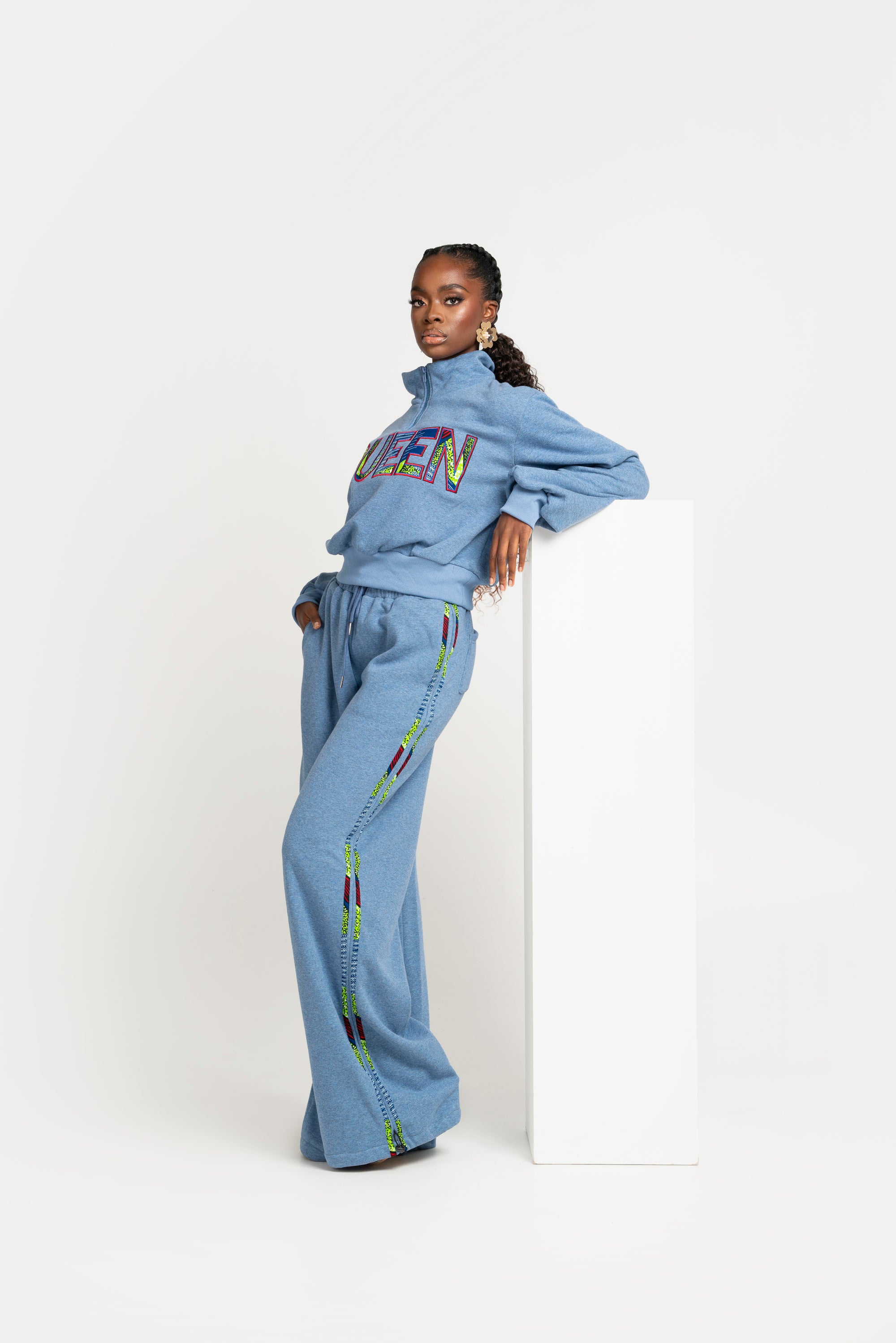 DENIM BLUE QUEEN Plush fleece JOGGER Set