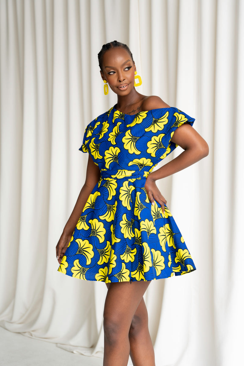 OKORIE African Print One-shoulder Mini Dress