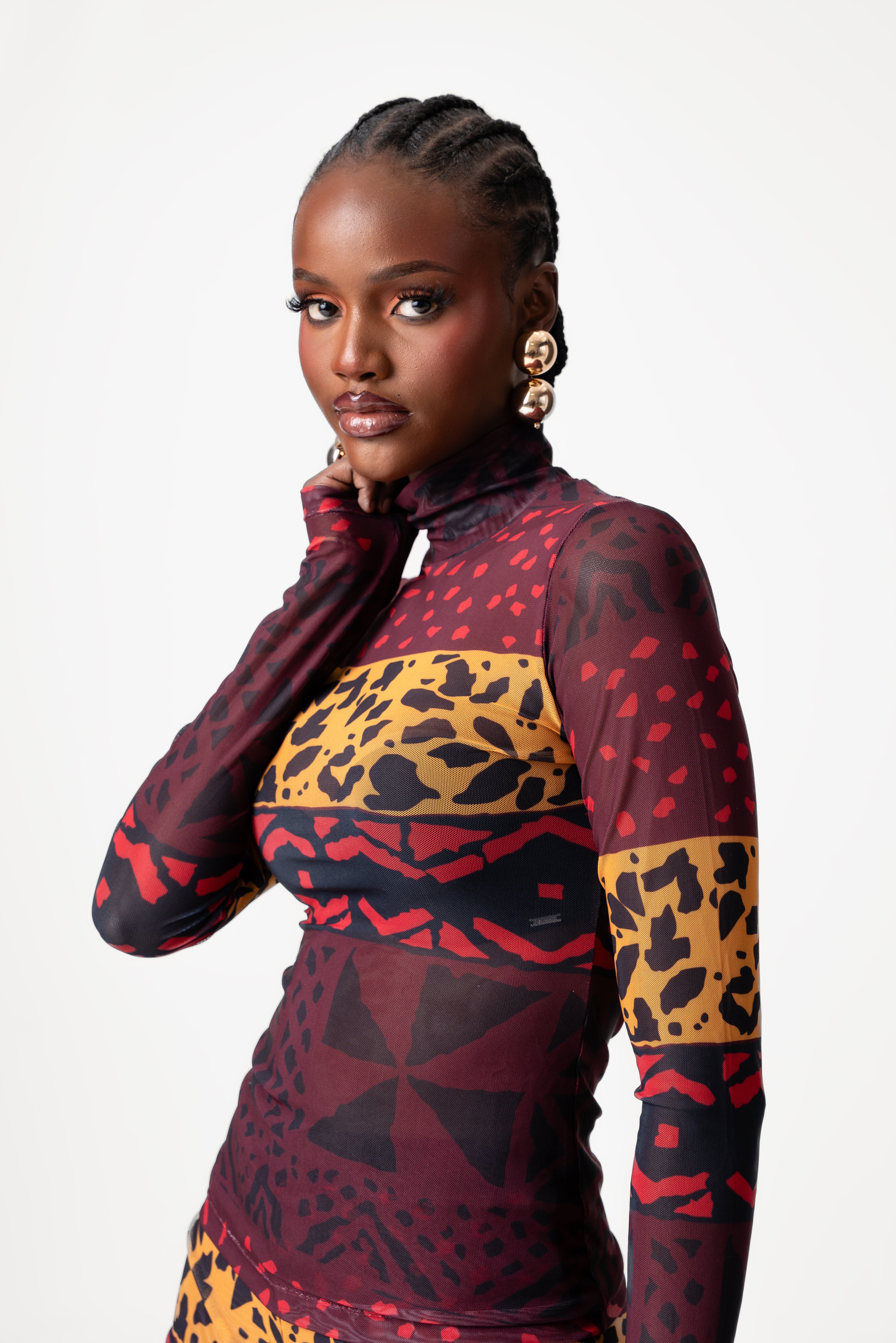 ANU RED Turtle Neck Top – OFUURE