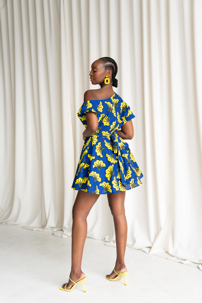 OKORIE African Print One-shoulder Mini Dress
