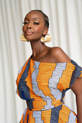 SOMIE African Print One-shoulder Mini Dress