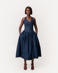 Denim Pinstripe NOEMI Midi Dress