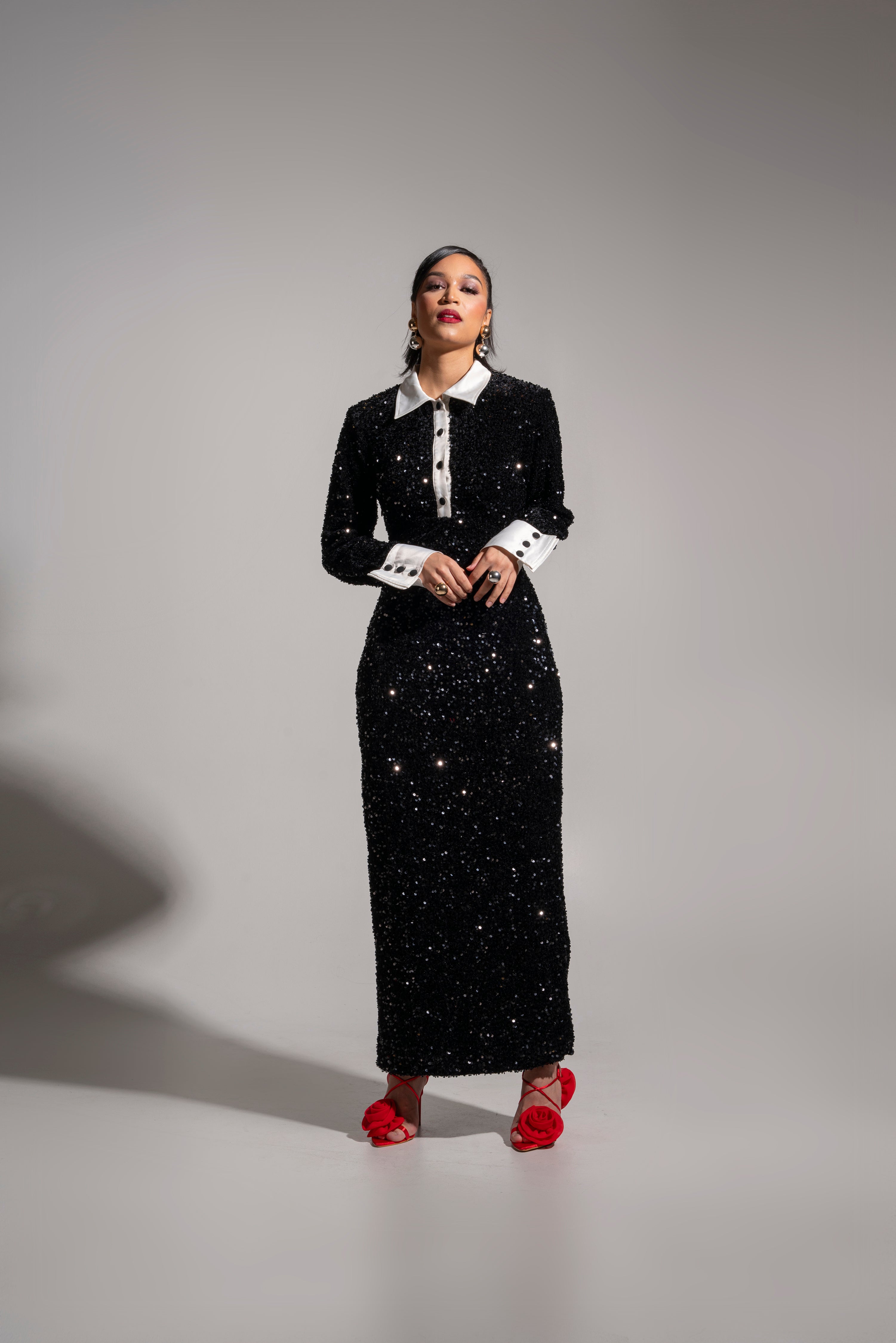REI Sequin Maxi Dress in ONYX – OFUURE