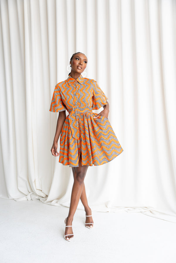 GOZIE African Print Shirt Mini Dress