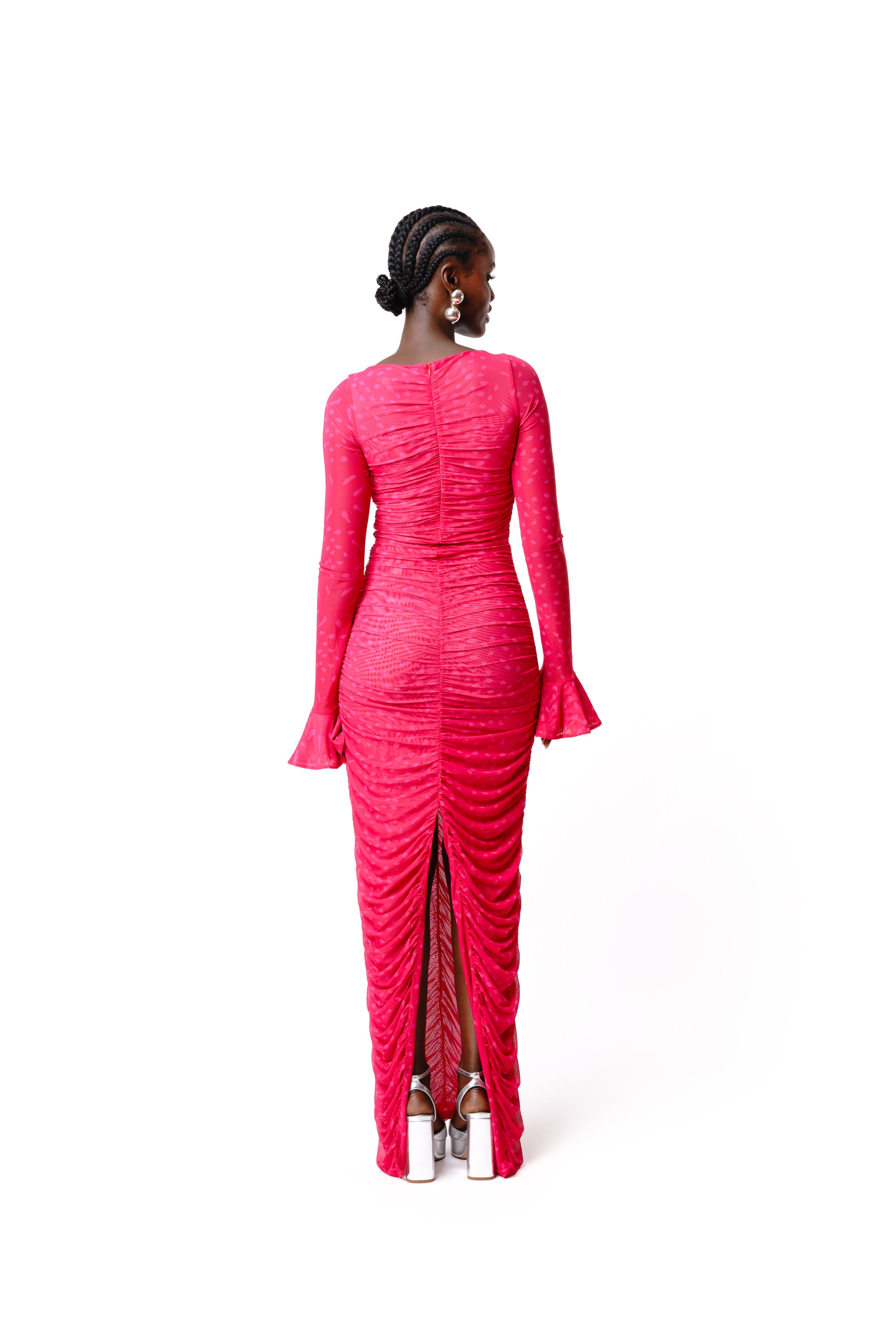 STELLA RUCHED MAXI MESH DRESS