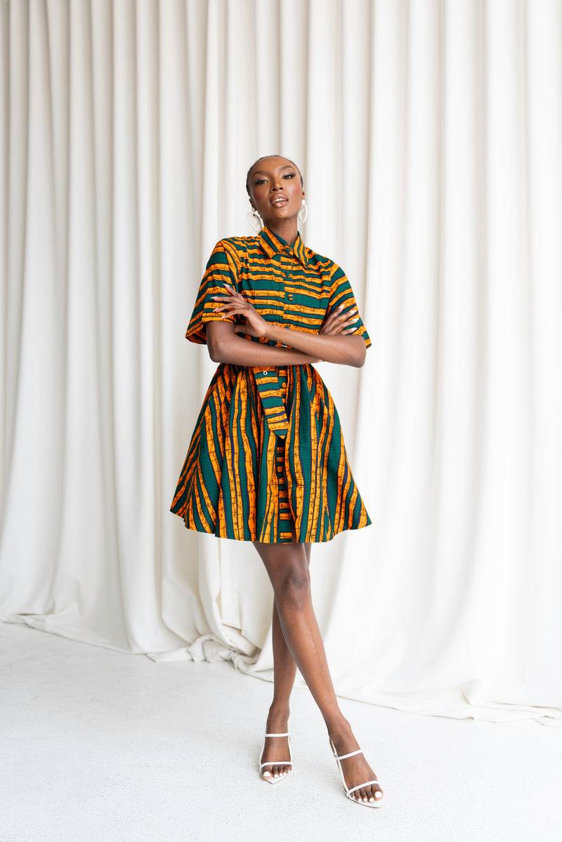 DITA African Print Shirt Mini Dress