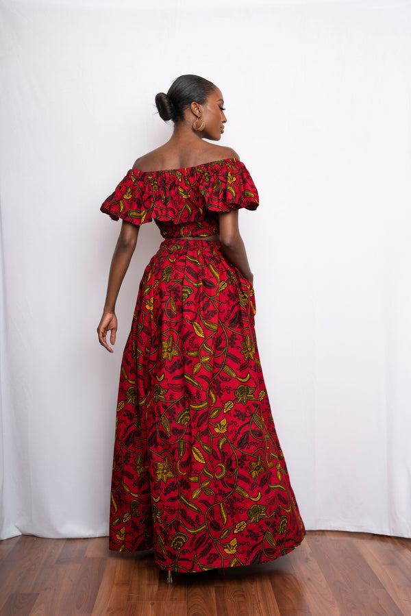 RED ANNIE crop top and maxi skirt -SAMPLE SALE