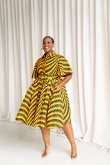 IFE African Print Shirt Midi Dress