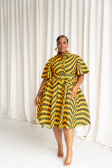 IFE African Print Shirt Midi Dress