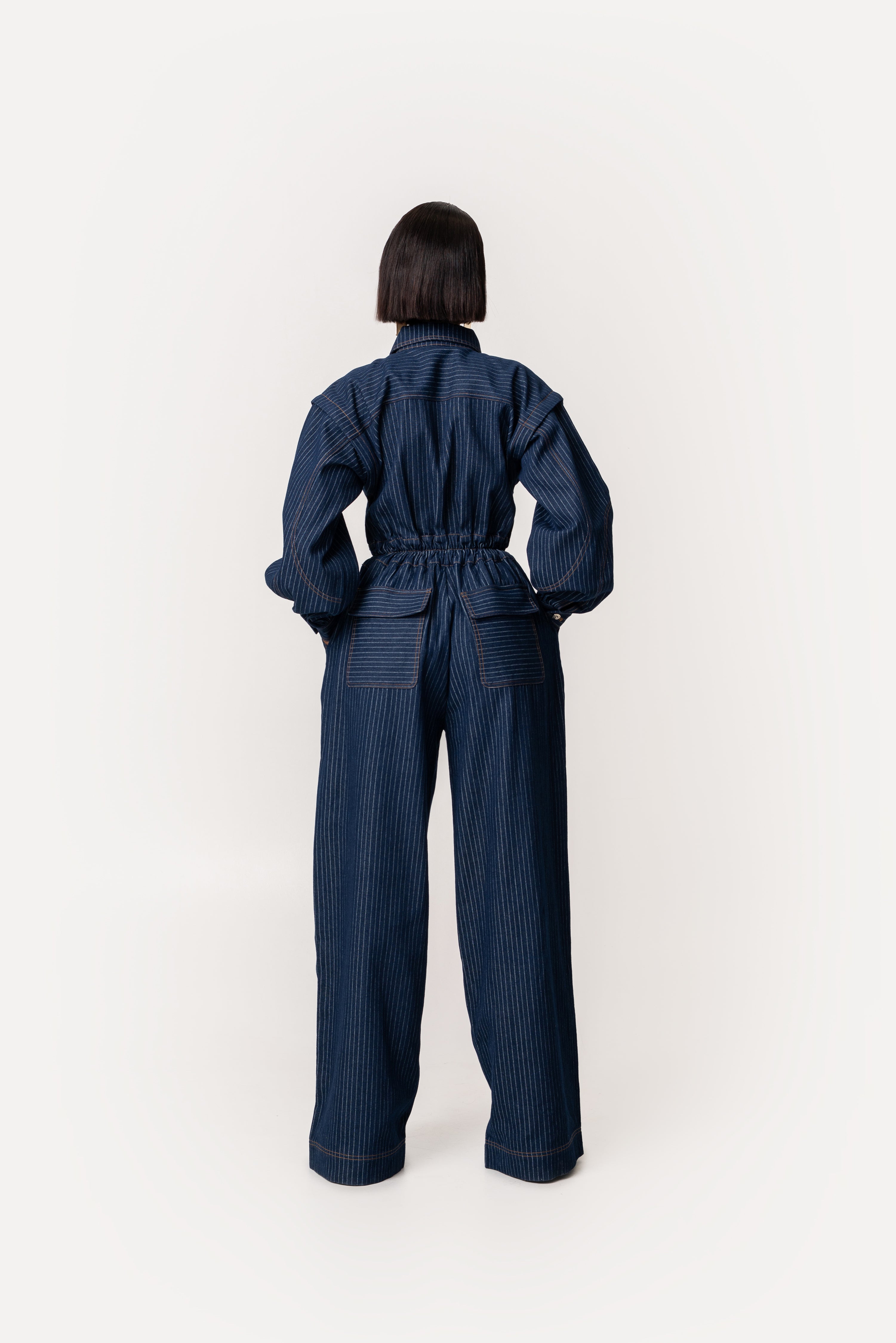 Denim Pinstripe JAKKI Jumpsuit – OFUURE