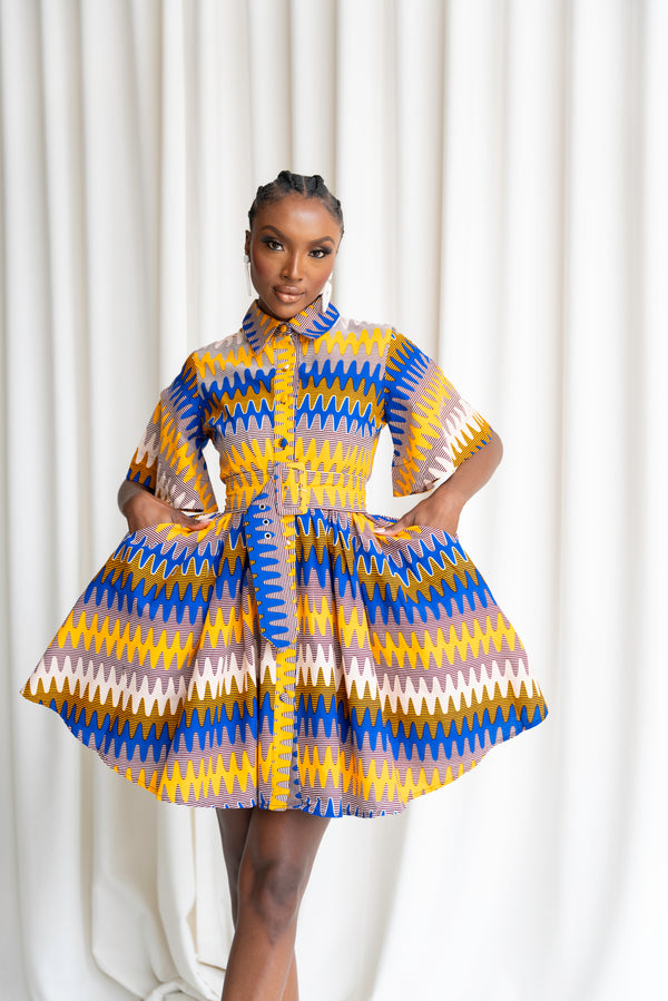 TENI African Print Shirt Mini Dress