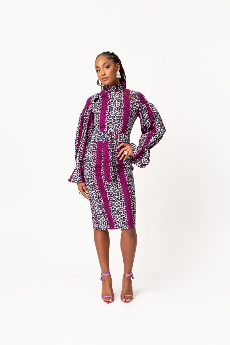 LONG SLEEVE CROP TOP AND MIDI SKIRT SET -SAMPLE SALE