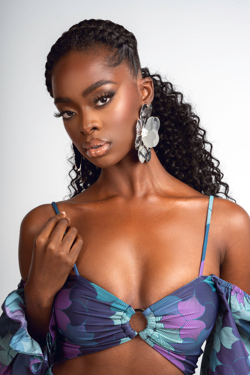ZURI OFF SHOULDER PUFFY SLEEVE SWIMSUIT