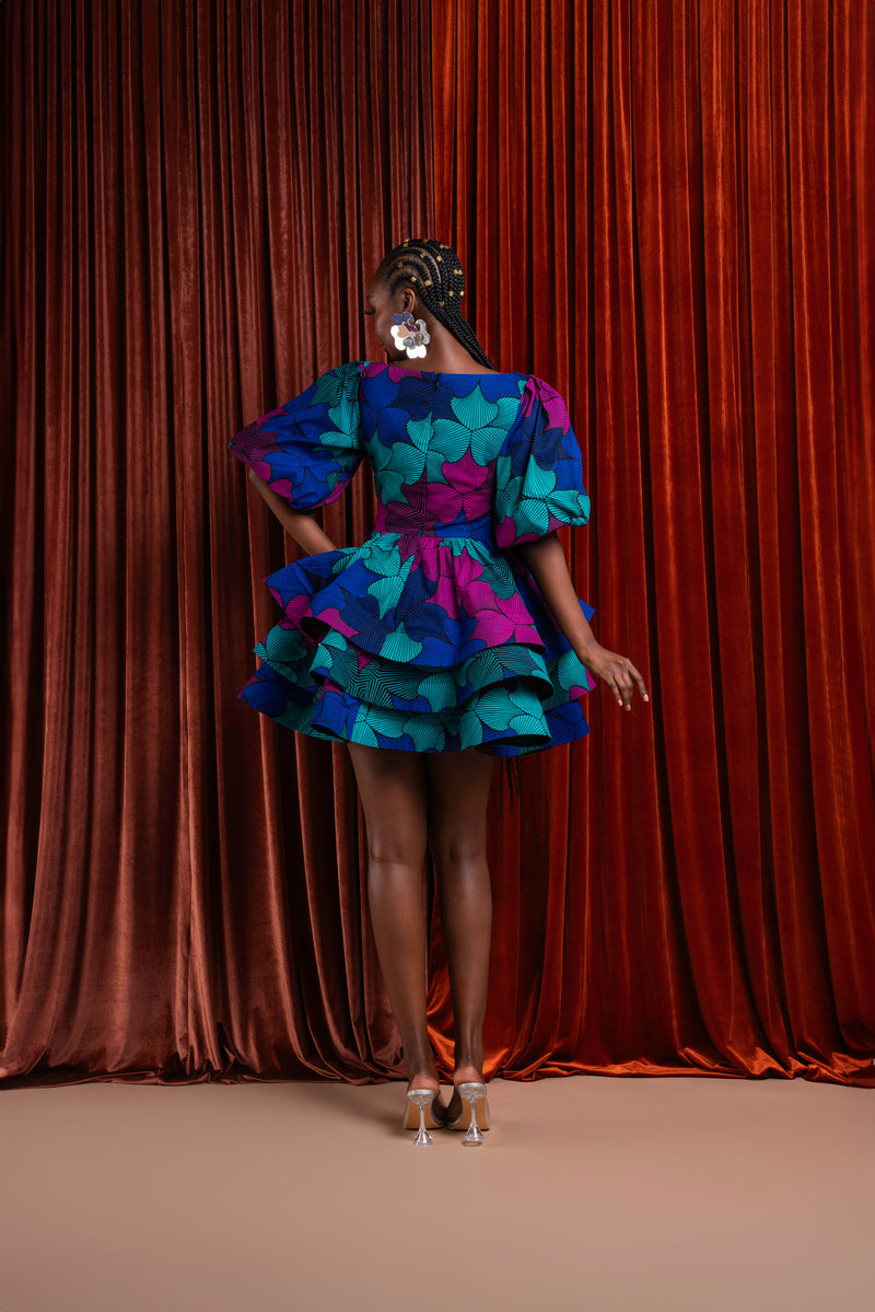 ZURI African Print LAYERED Mini Dress