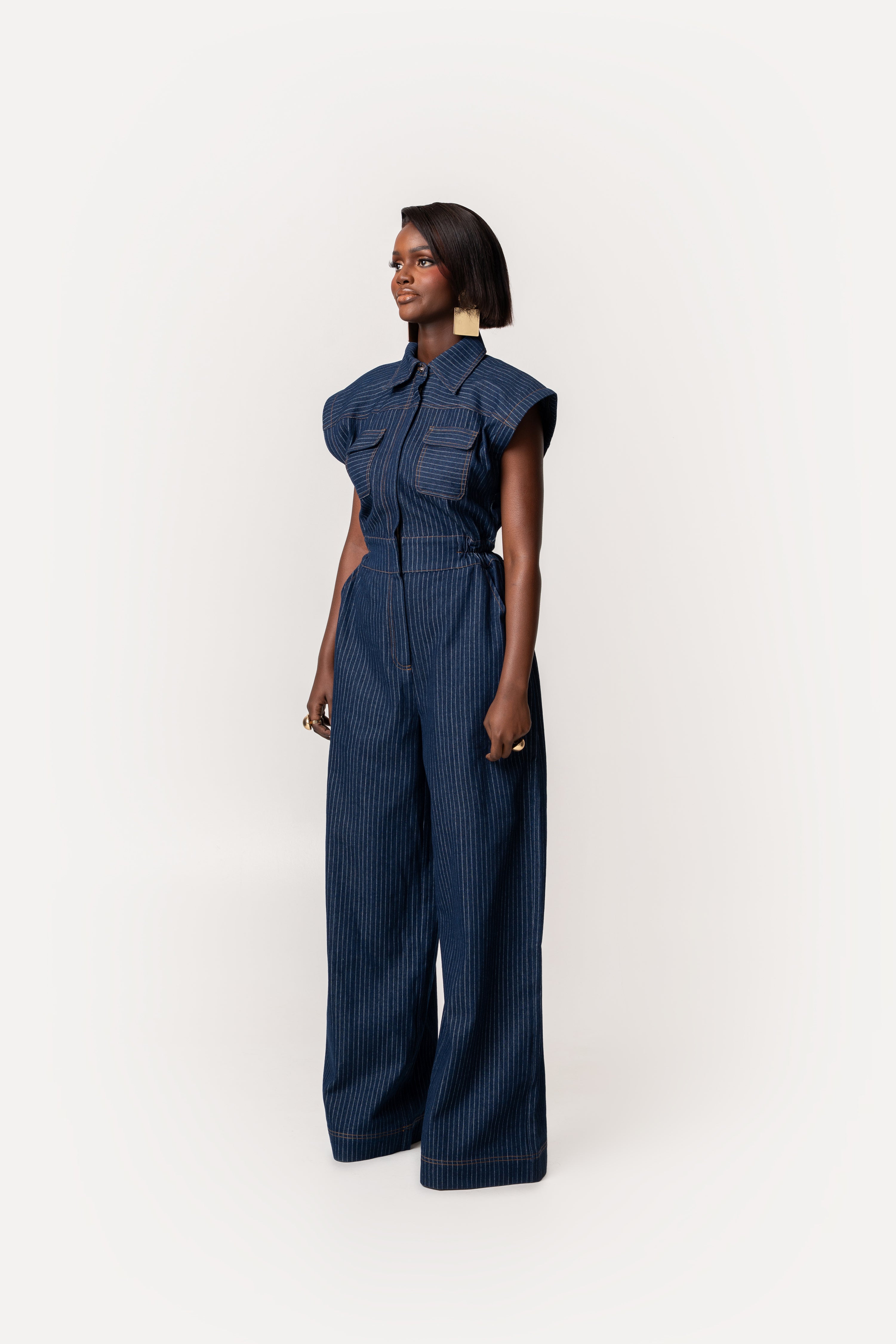 Denim Pinstripe JAKKI Jumpsuit – OFUURE