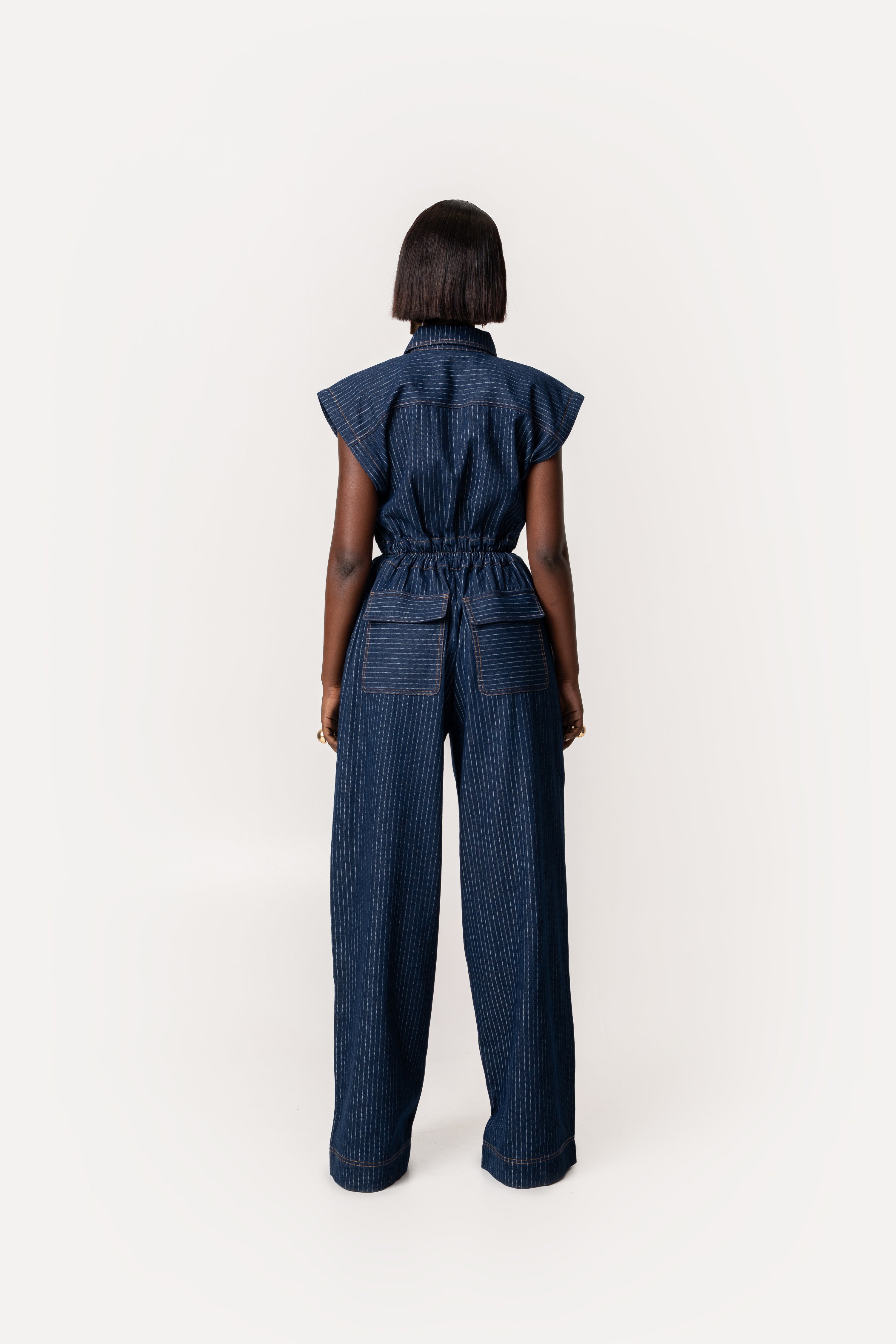 Denim Pinstripe JAKKI Jumpsuit – OFUURE