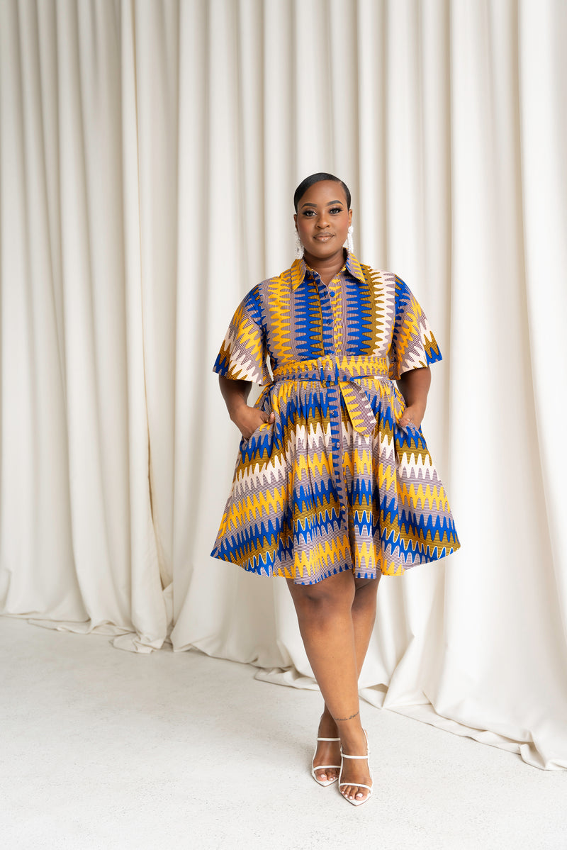 TENI African Print Shirt Mini Dress