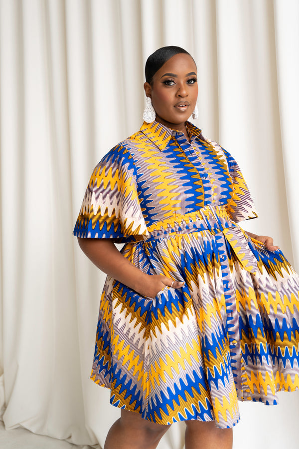 TENI African Print Shirt Mini Dress