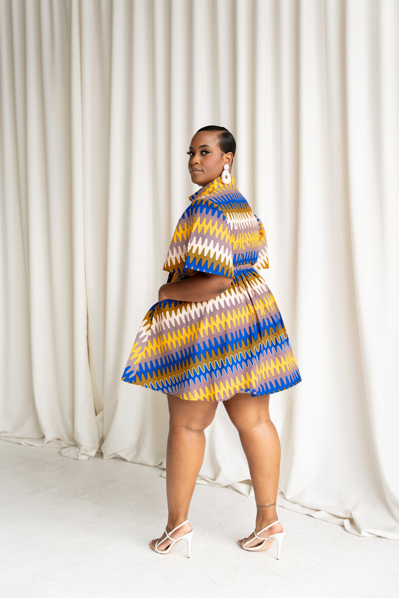 TENI African Print Shirt Mini Dress