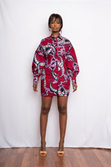 African Print Mini Shirt Dress -sample sale