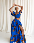 TORI African Print Ruffle Sleeve Crop Top