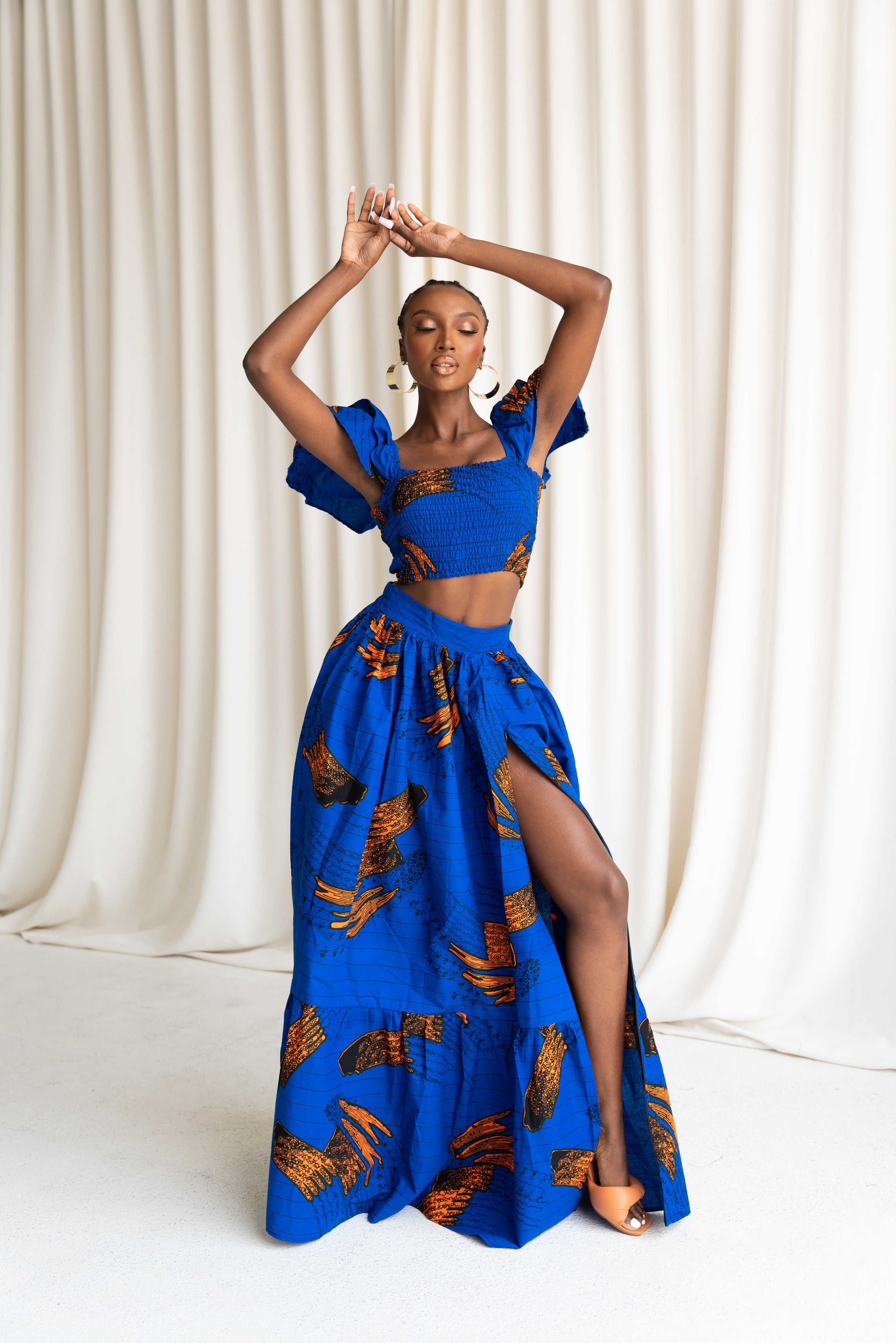 TORI Tiered African Print Maxi Skirt