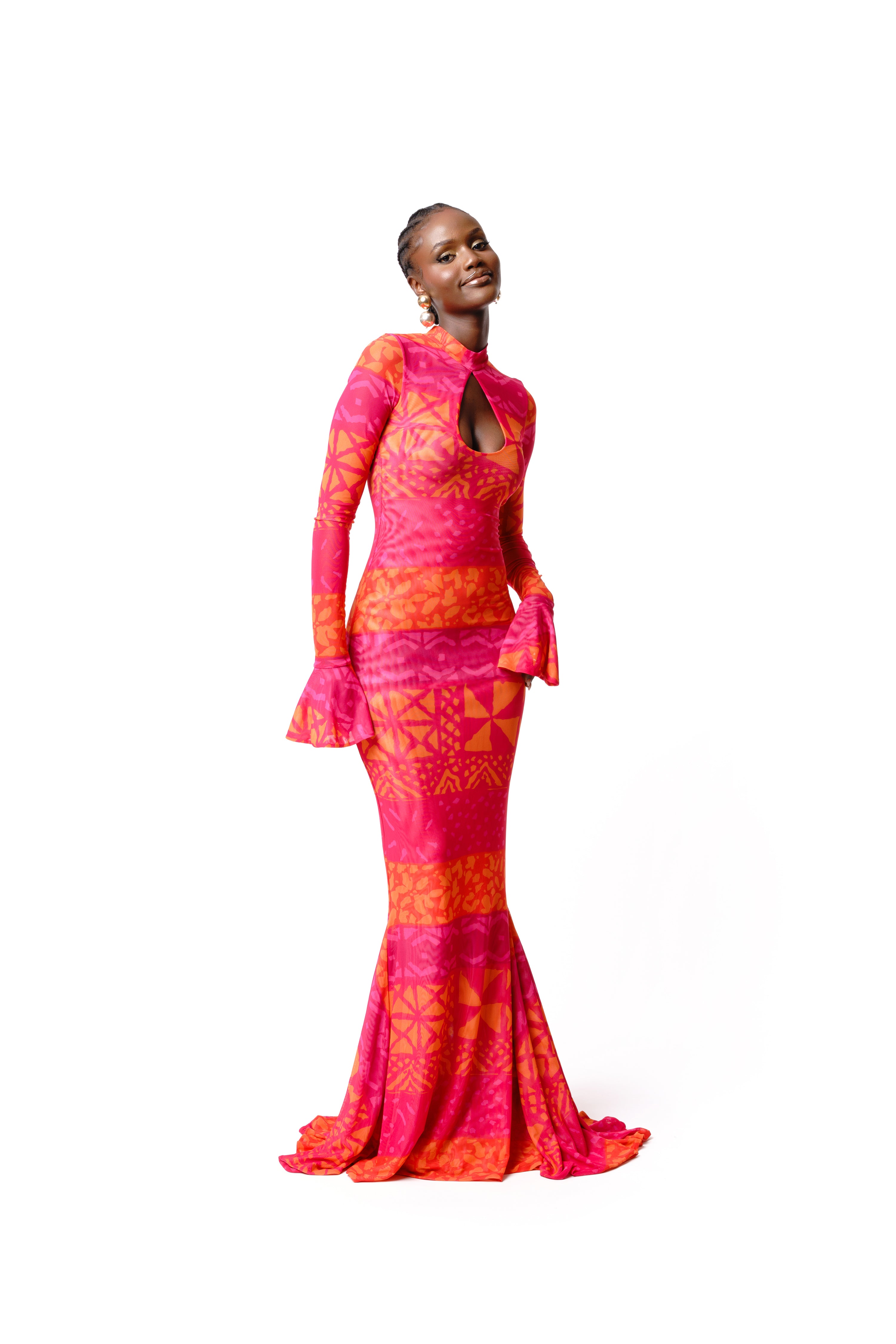 pink.nami　Airy Volume Sleeve Dress Opal Pink Long Sleeve Maxi Dress | Beginning Boutique US