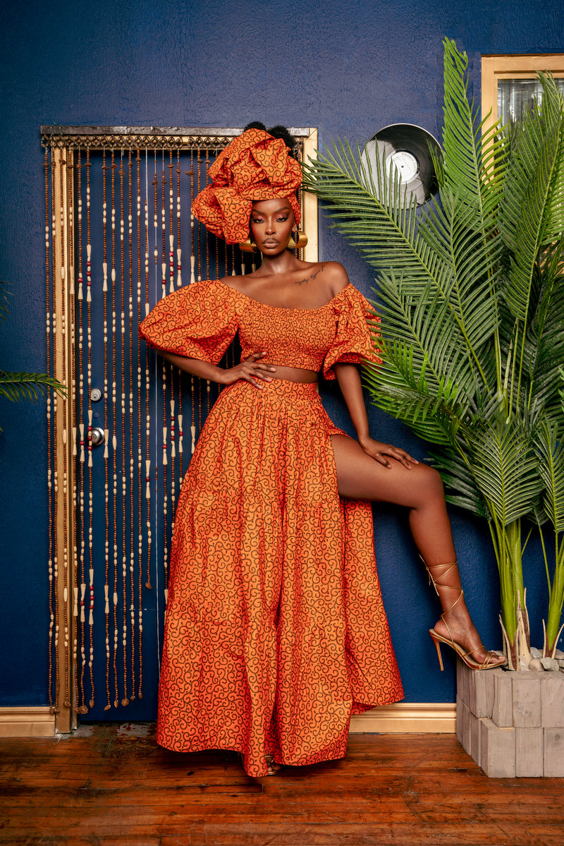 OBI Tiered African Print Maxi Skirt