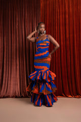 TOMIE African Print Layered Mermaid Dress