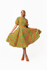 African Print Mini Shirt Dress -sample sale