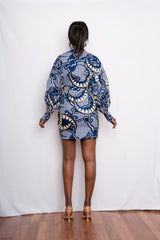 African Print Mini Shirt Dress -sample sale