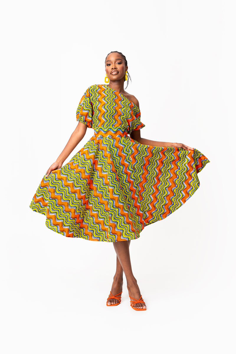 African Print Mini Shirt Dress -sample sale