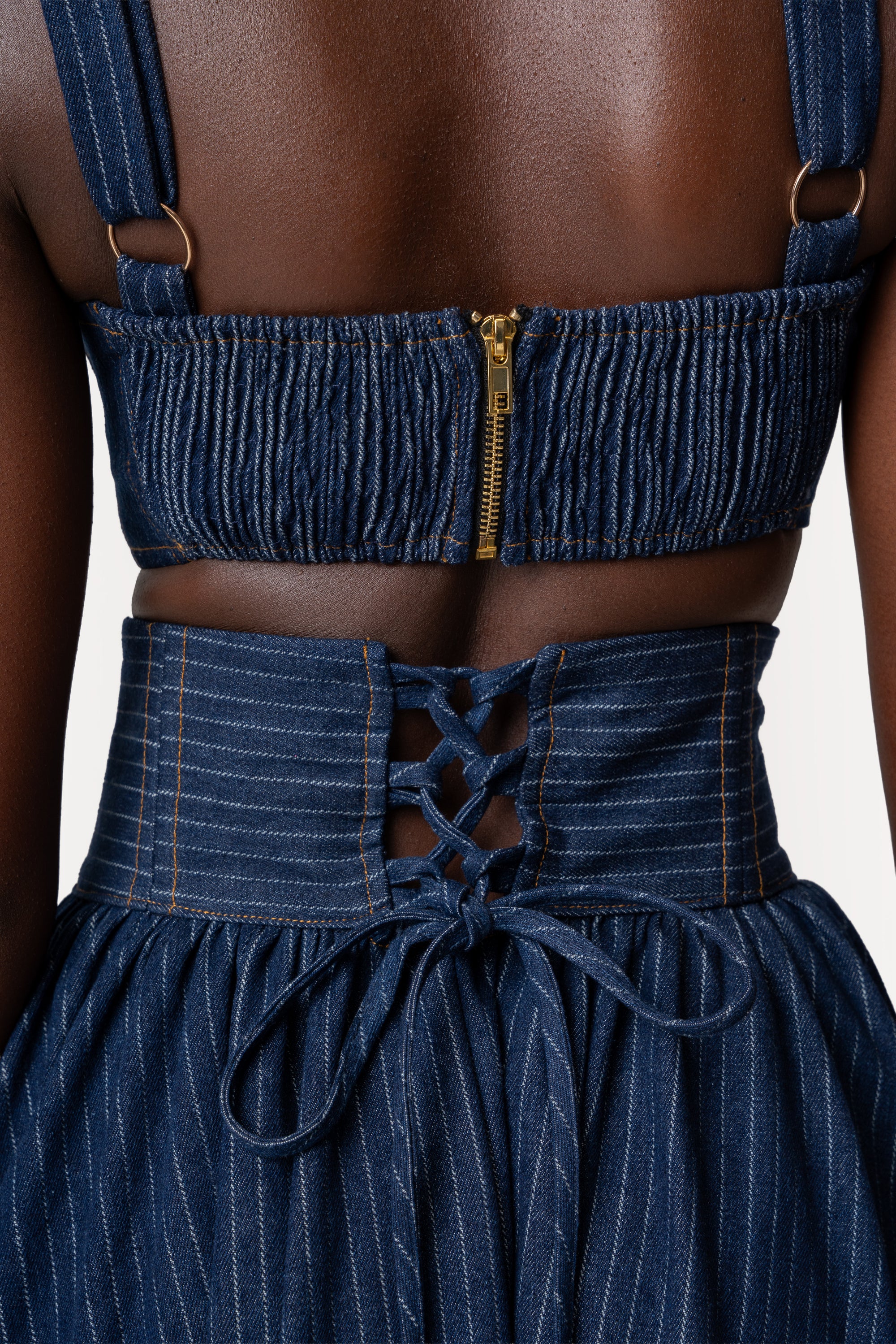 Denim Pinstripe DANI Maxi Skirt