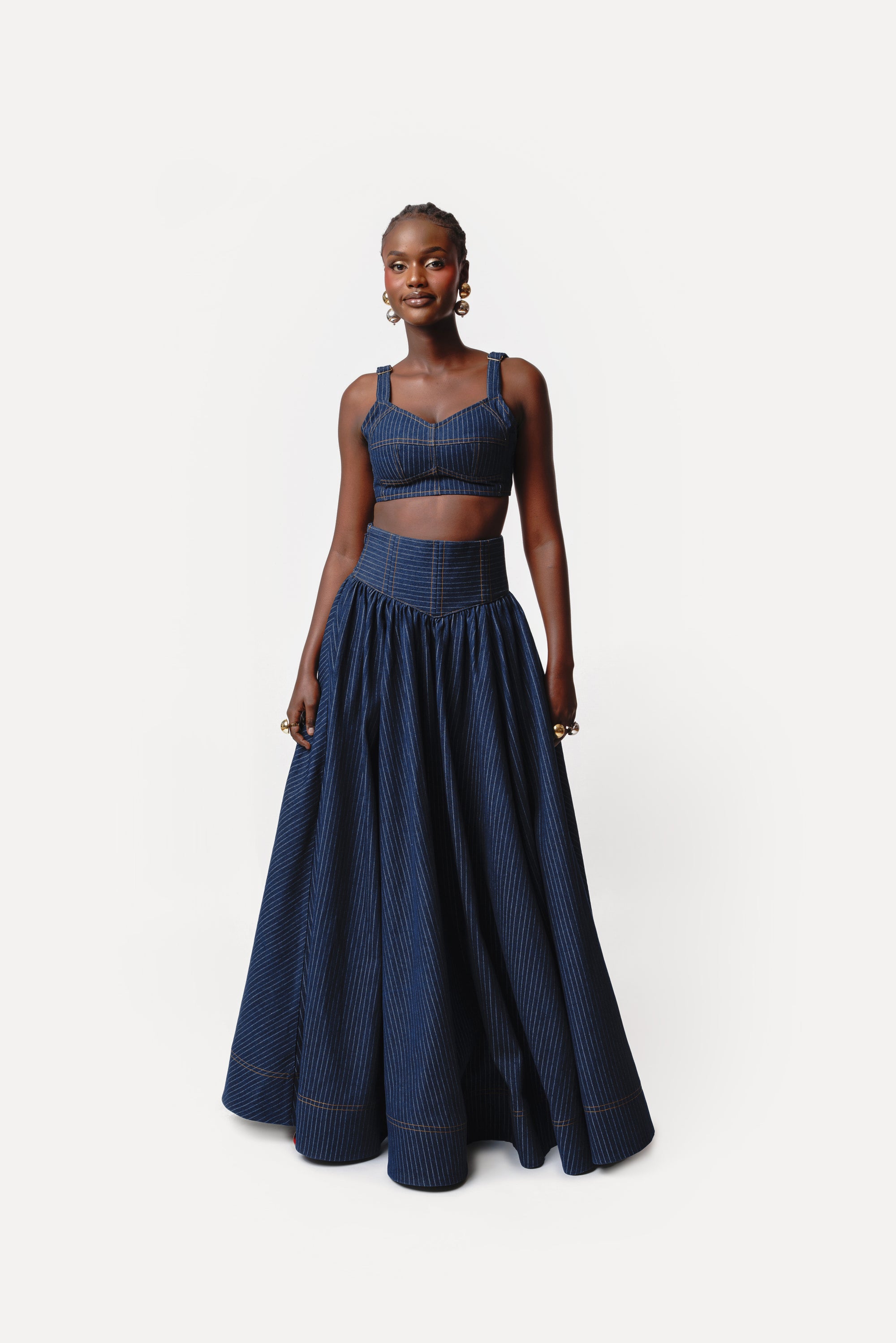 Denim Pinstripe DANI Maxi Skirt
