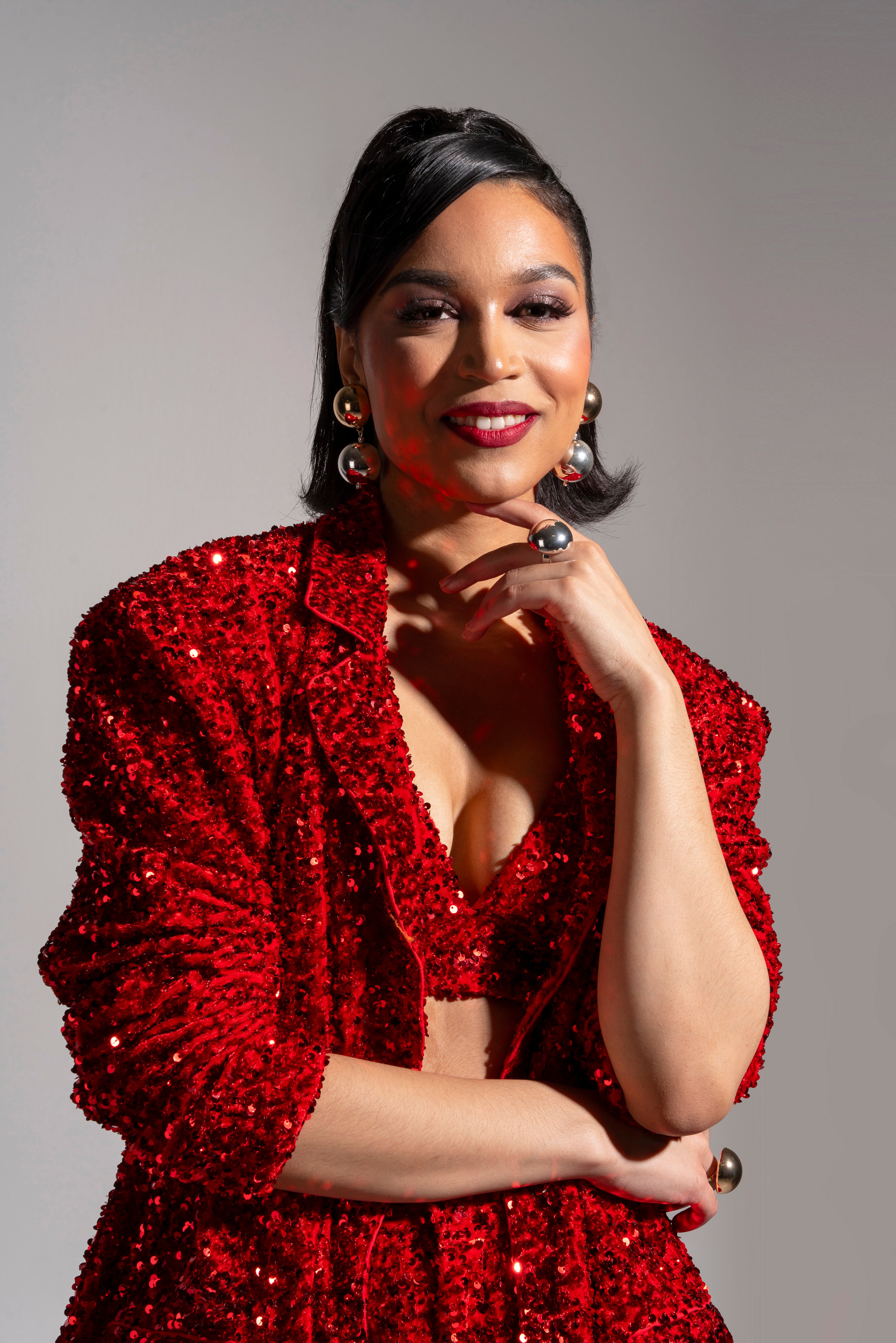 LIZA Sequin Blazer in RUBY – OFUURE LIZA Sequin Blazer in RUBY – OFUURE
