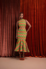 TANI African Print Maxi Mock Neck Dress