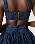 Denim Pinstripe RUMI Bubble Mini Skirt