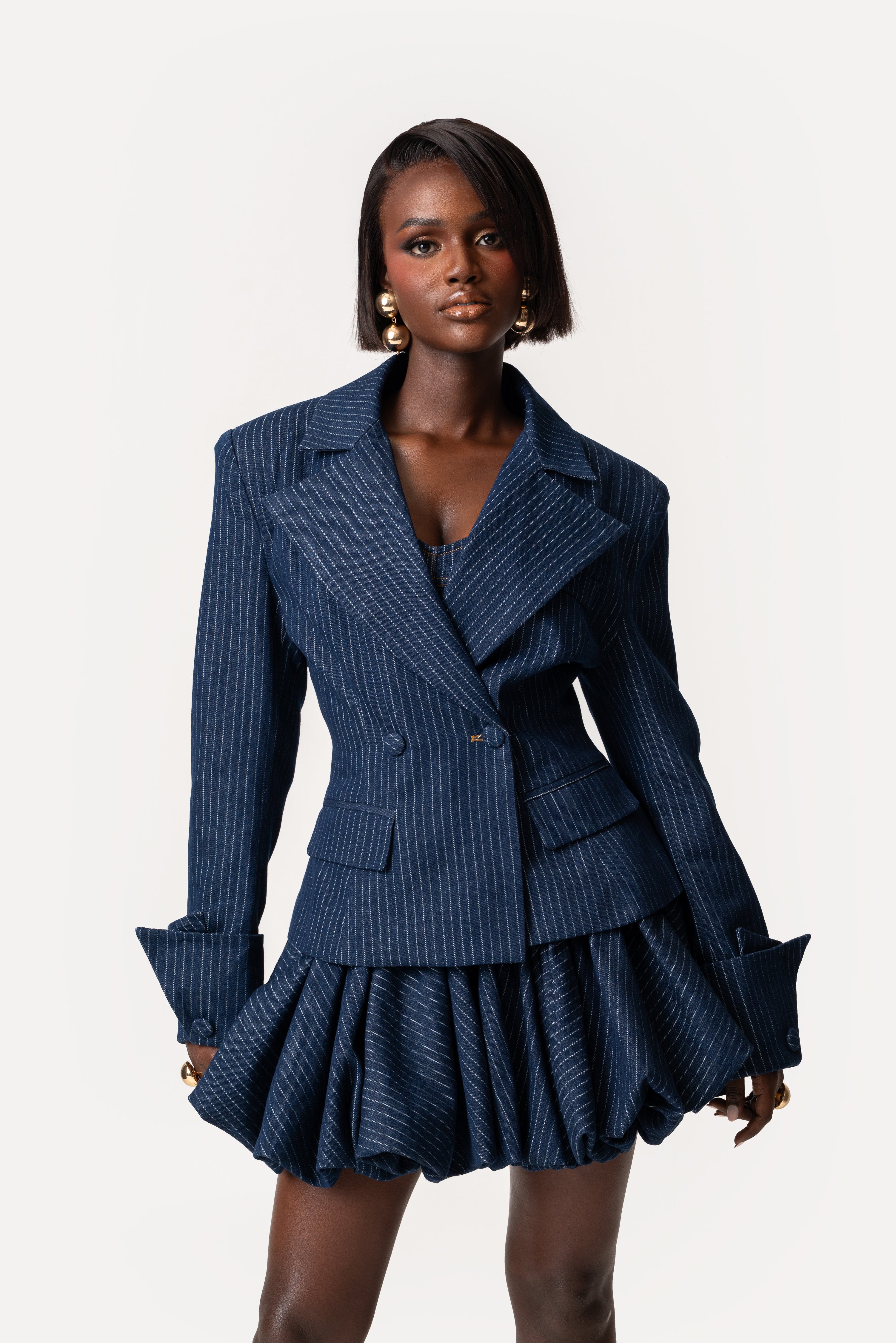 Denim Pinstripe KAIA Blazer – OFUURE