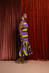 FEMI African Print Maxi Mock Neck Dress
