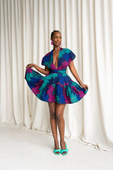 ZURI African Print Flair Mini Infinity dress