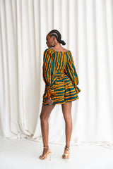 DITA African Print Long Sleeve Crop Top