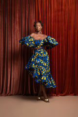 OPE African Print Ruffle Hi-low Skirt